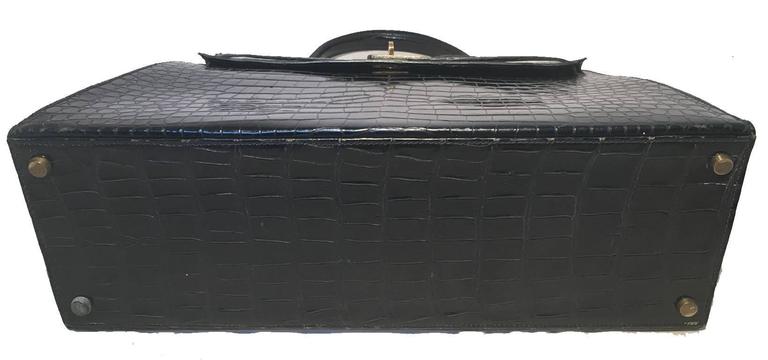 ICONIC Hermes Vintage Black Crocodile 35cm Kelly Bag For Sale at 1stDibs