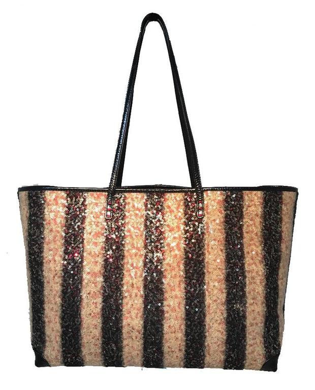 Fendi Striped Wool Sequin Limited Edition Shopper Tote For Sale at ...
