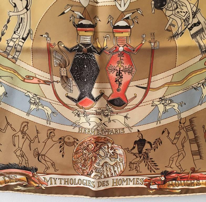Collectible Hermes Mythologies des Hommes Silk Scarf  In Excellent Condition In Philadelphia, PA