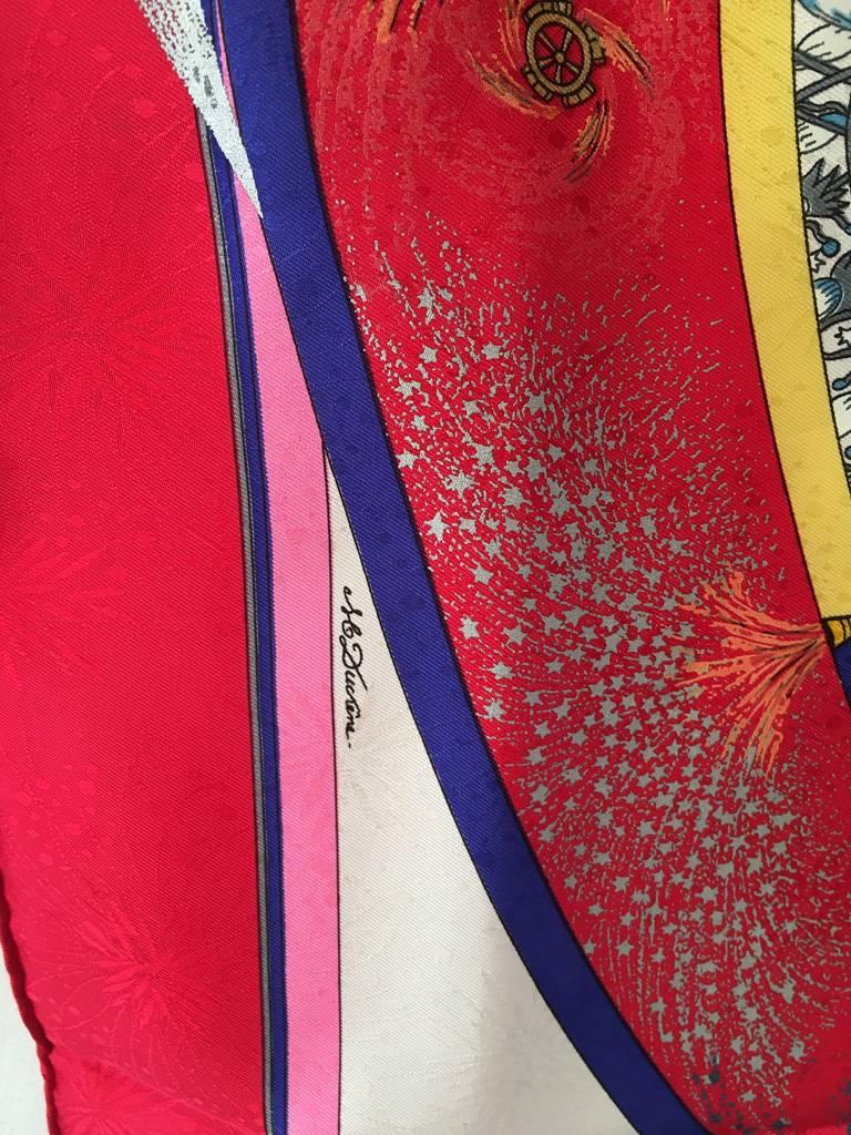 Women's or Men's Hermes Vintage Feux d'Artifice Silk Scarf in Red