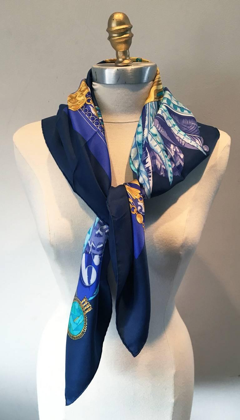 RARE Hermes Vintage Mexique Silk Scarf in Blue For Sale at 1stDibs ...