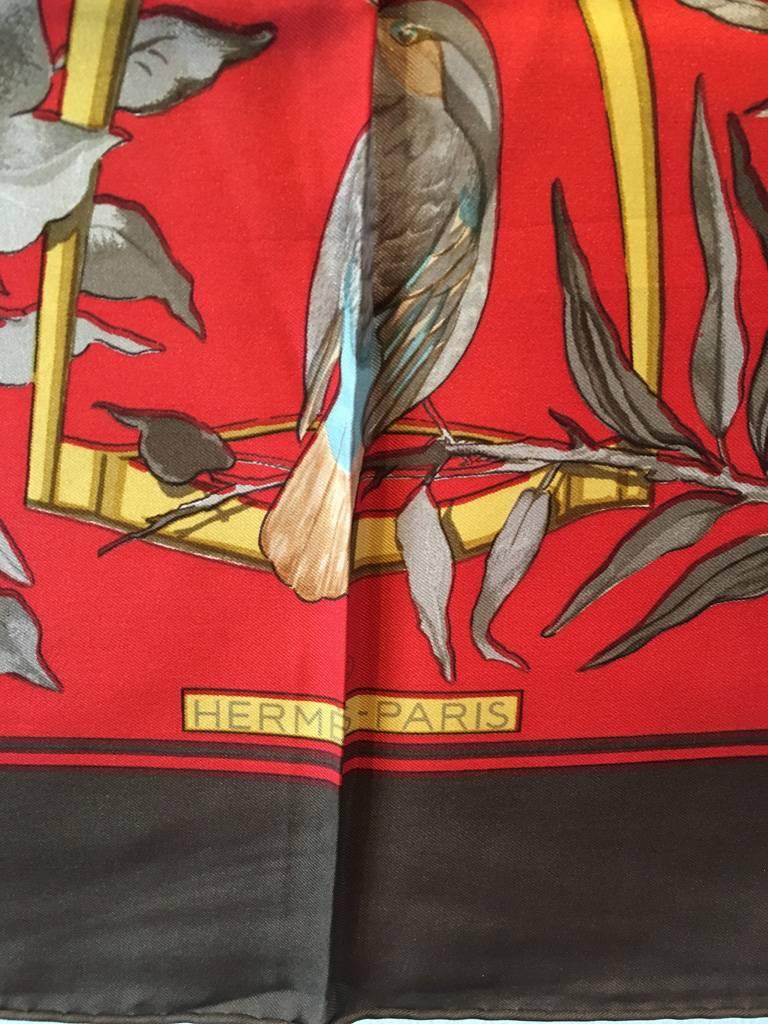 Hermes RARE Vintage Ramage Silk Scarf in Red 1