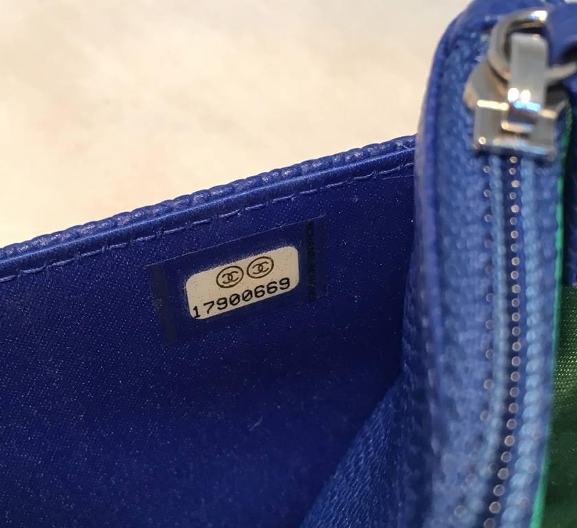 Women's RARE Chanel Blue Caviar Leather Wallet on a Chain WOC