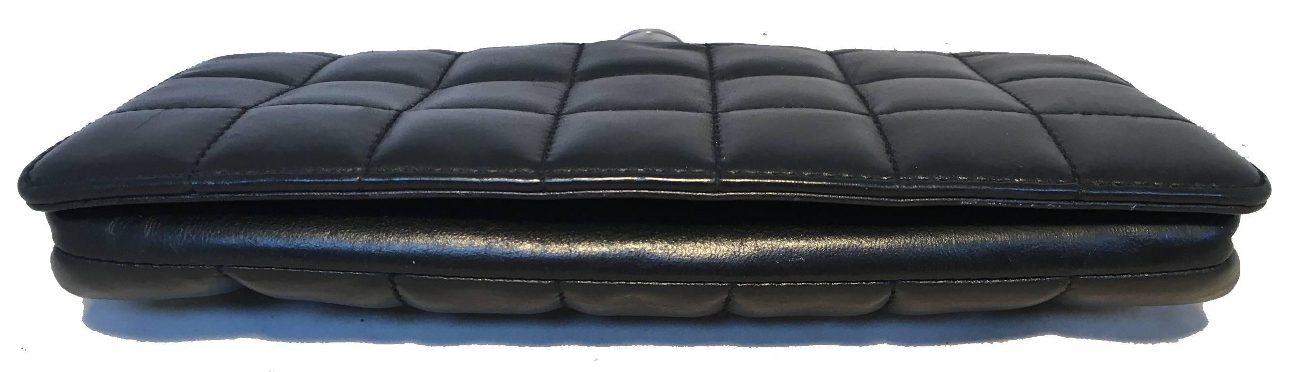 Women's RARE Chanel Square Quilted Black Leather Crystal Ball Top Clutch