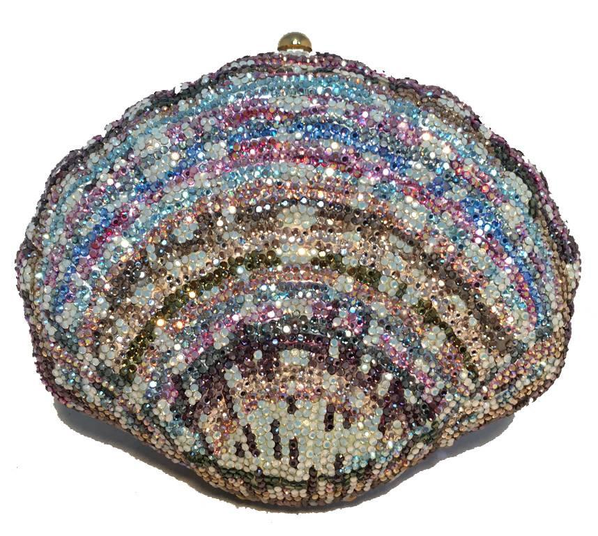 Women's Judith Leiber Swarovski Crystal Shell Minaudiere Evening Bag 