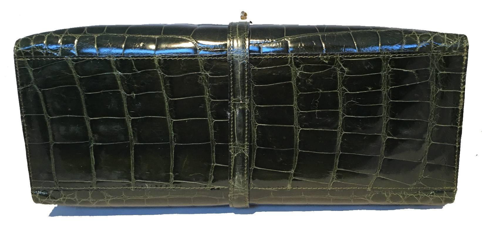 Black Vintage Titti Dell'acqua Green Alligator Shoulder Bag