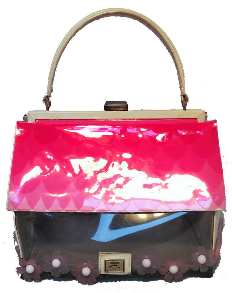 Pink Vintage RARE Moschino Patent Leather House Handbag 