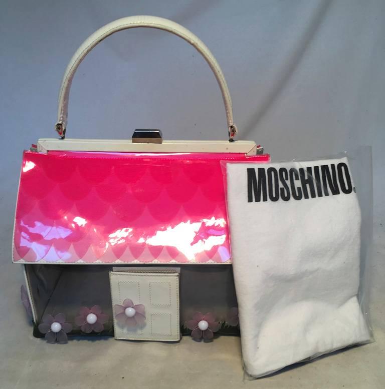 Vintage RARE Moschino Patent Leather House Handbag  5