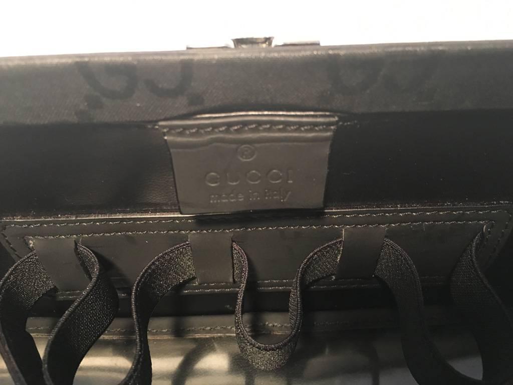 Women's or Men's Gucci Black Monogram Canvas and Leather Train Case Cosmetic Travel Bag