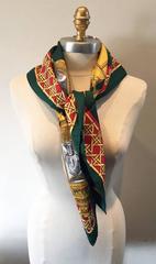 Hermes Vintage Feux De Route Silk Scarf in Green
