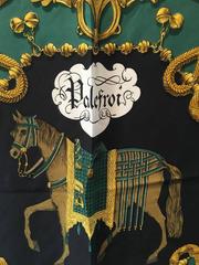 RARE Hermes Vintage Palefroi Silk Scarf in Black and Green