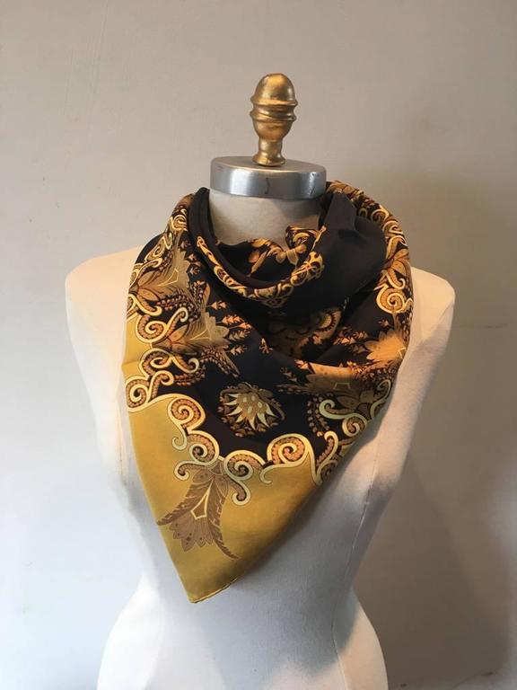 Hermes Vintage Fantaisie Silk Scarf in Black and Gold at 1stdibs