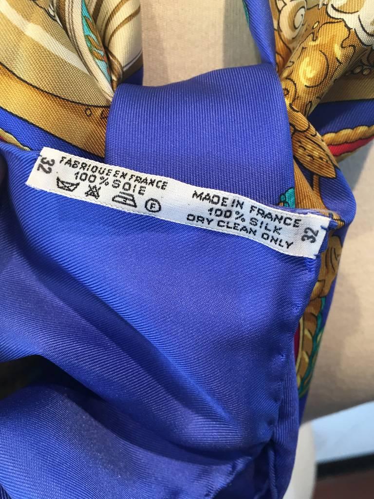Hermes Vintage Hommage a Charles Garnier Silk Scarf in Blue In Excellent Condition In Philadelphia, PA