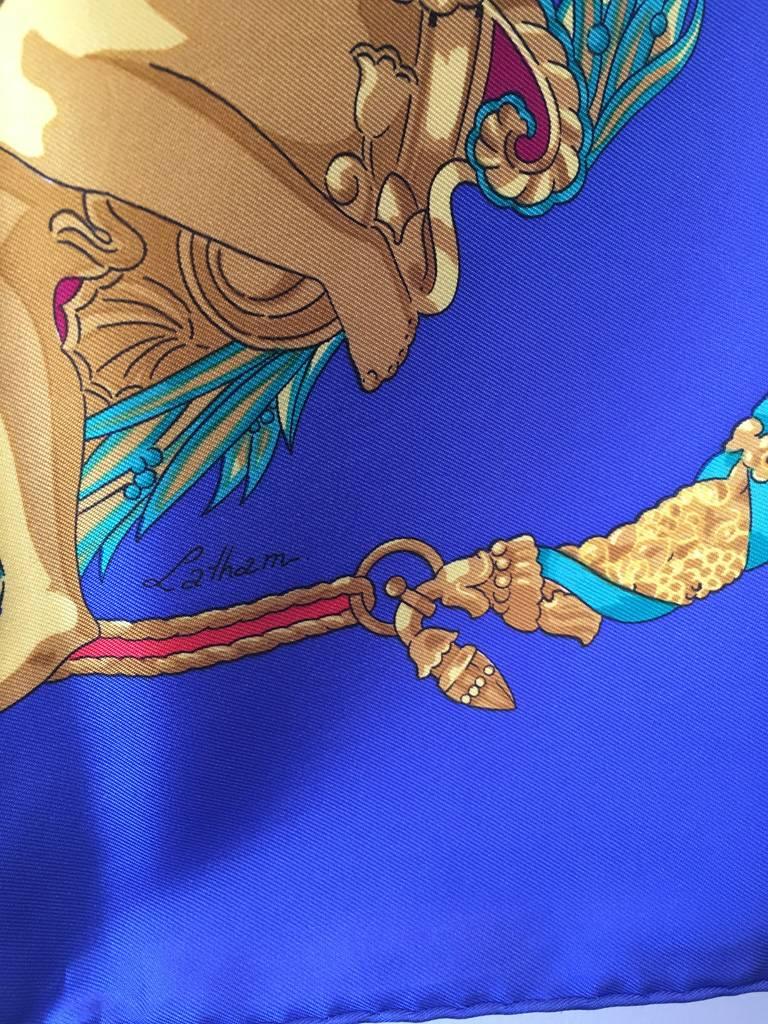 Hermes Vintage Hommage a Charles Garnier Silk Scarf in Blue 1