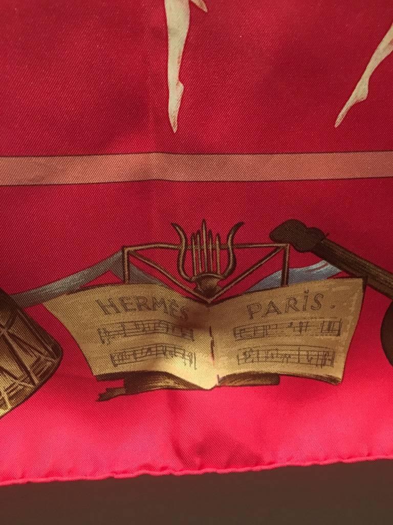 Women's or Men's Hermes Special Edition Le Danse Silk Scarf in Red