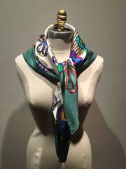 Hermes Vintage Les Rubans du Cheval Silk Scarf in Green