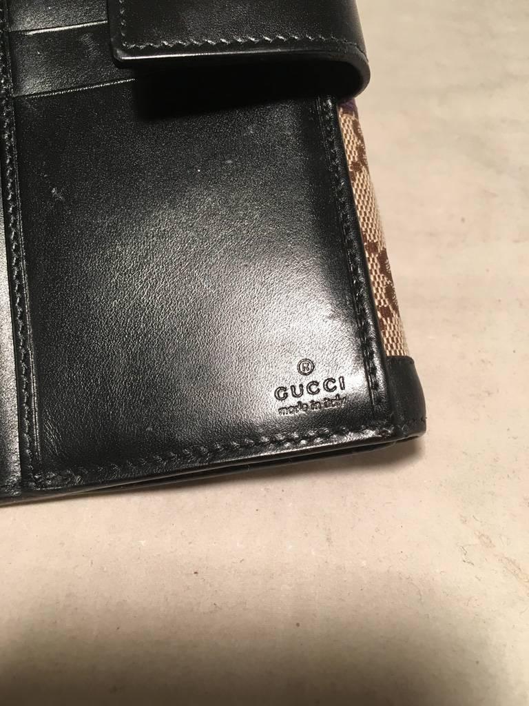 Gucci Monogram Black and Purple Leather and Satin Wallet  3