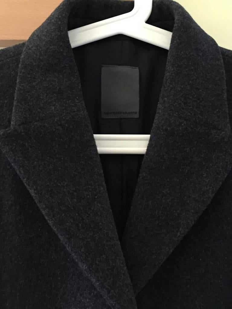 Black Loro Piana Dark Grey Wool Longline Coat