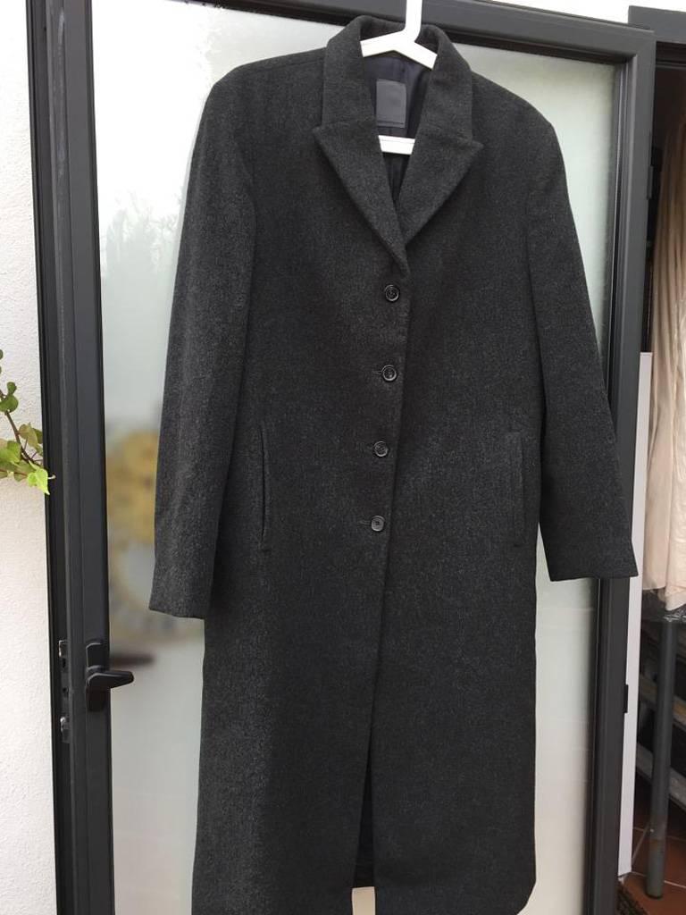 Loro Piana Dark Grey Wool Longline Coat In Excellent Condition In Philadelphia, PA