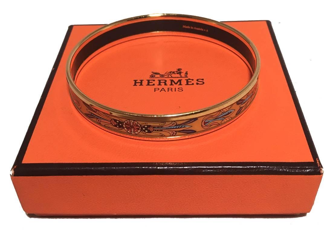 Hermes Dreamcatcher Print Enamel Bangle Bracelet 1