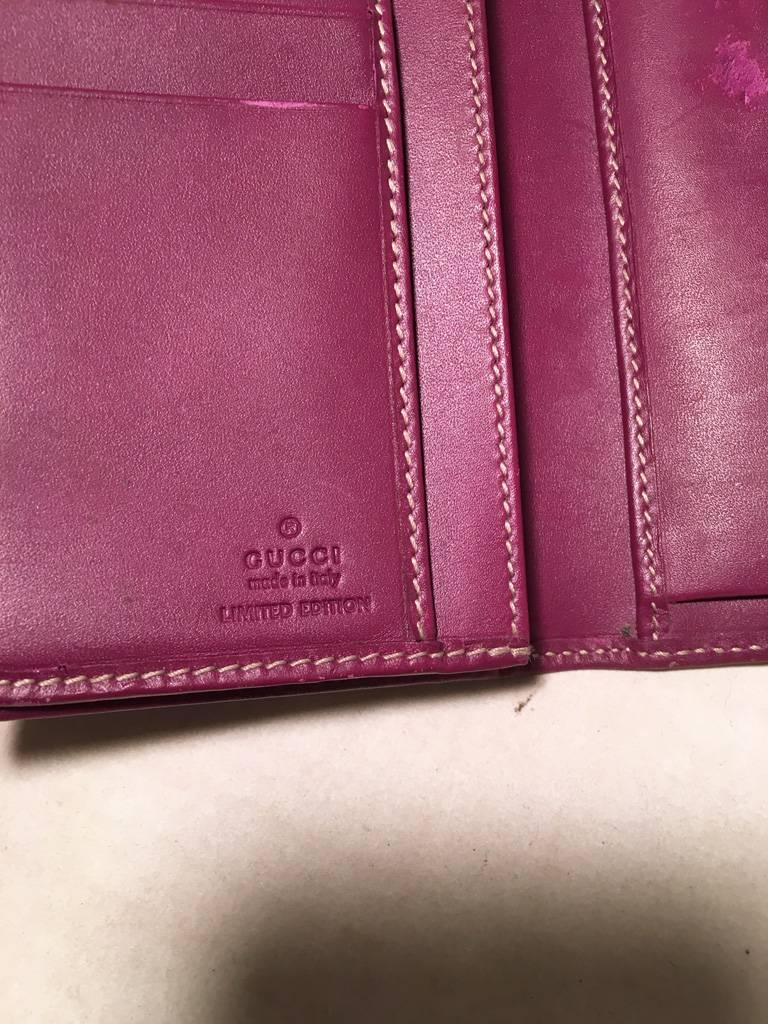 Gucci Monogram Purple Striped Canvas Wallet In Good Condition In Philadelphia, PA