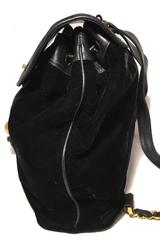RARE Chanel Vintage Black Velvet Embroidered Backpack