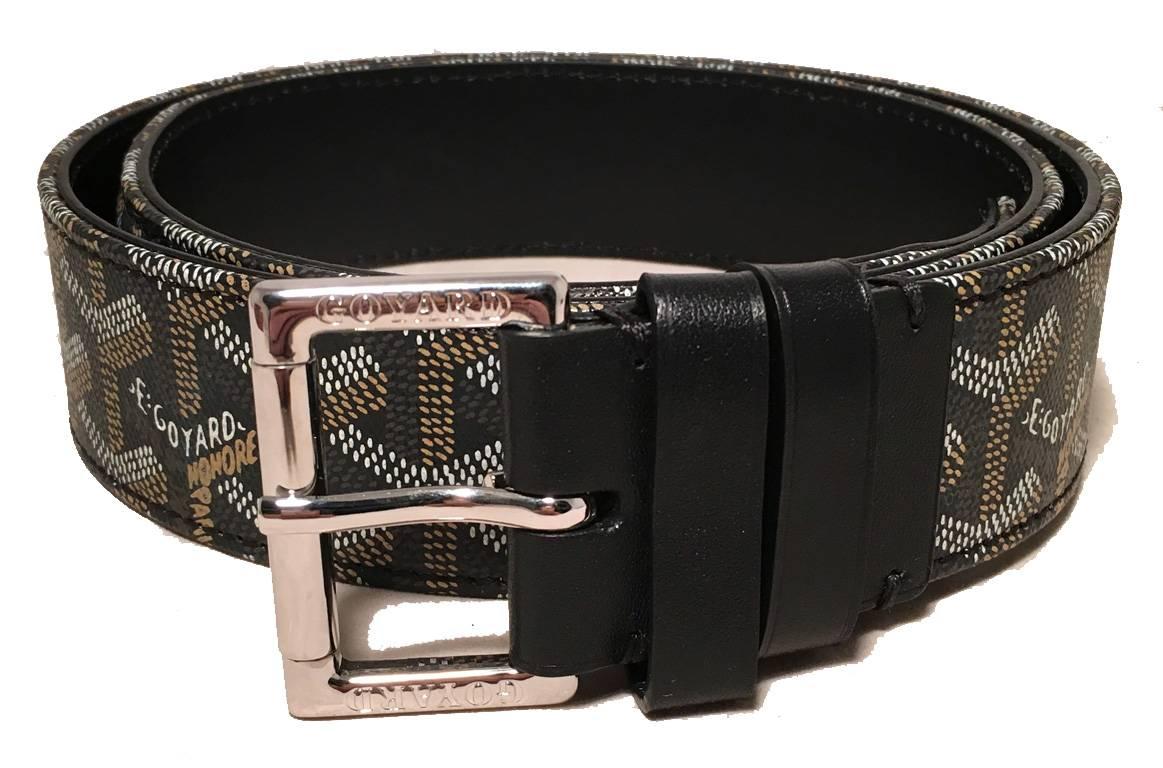 NWOT Goyard black monogram canvas and leather belt in excellent condition.  Black monogram trimmed with black leather and silver hardware.  Goyard stamp and serial number stamp on backside. 100cm size. Perfect for men and women. Purchase includes