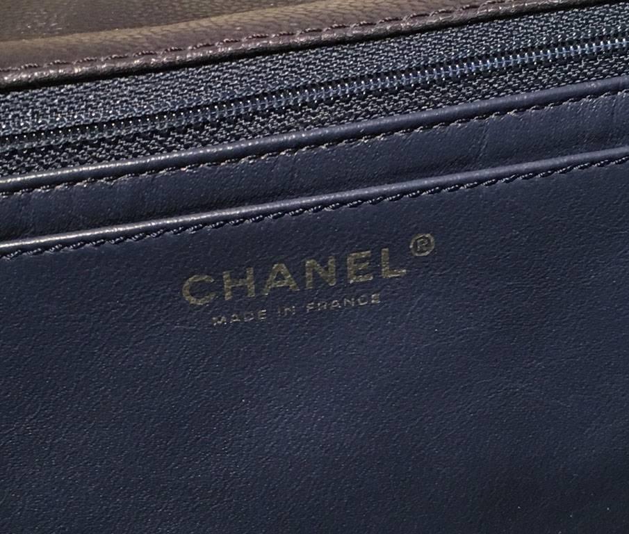 Chanel Navy Blue Caviar Leather Maxi Classic Flap  1