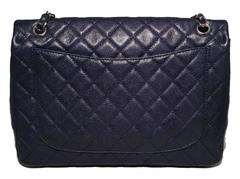 Chanel Navy Blue Caviar Leather Maxi Classic Flap