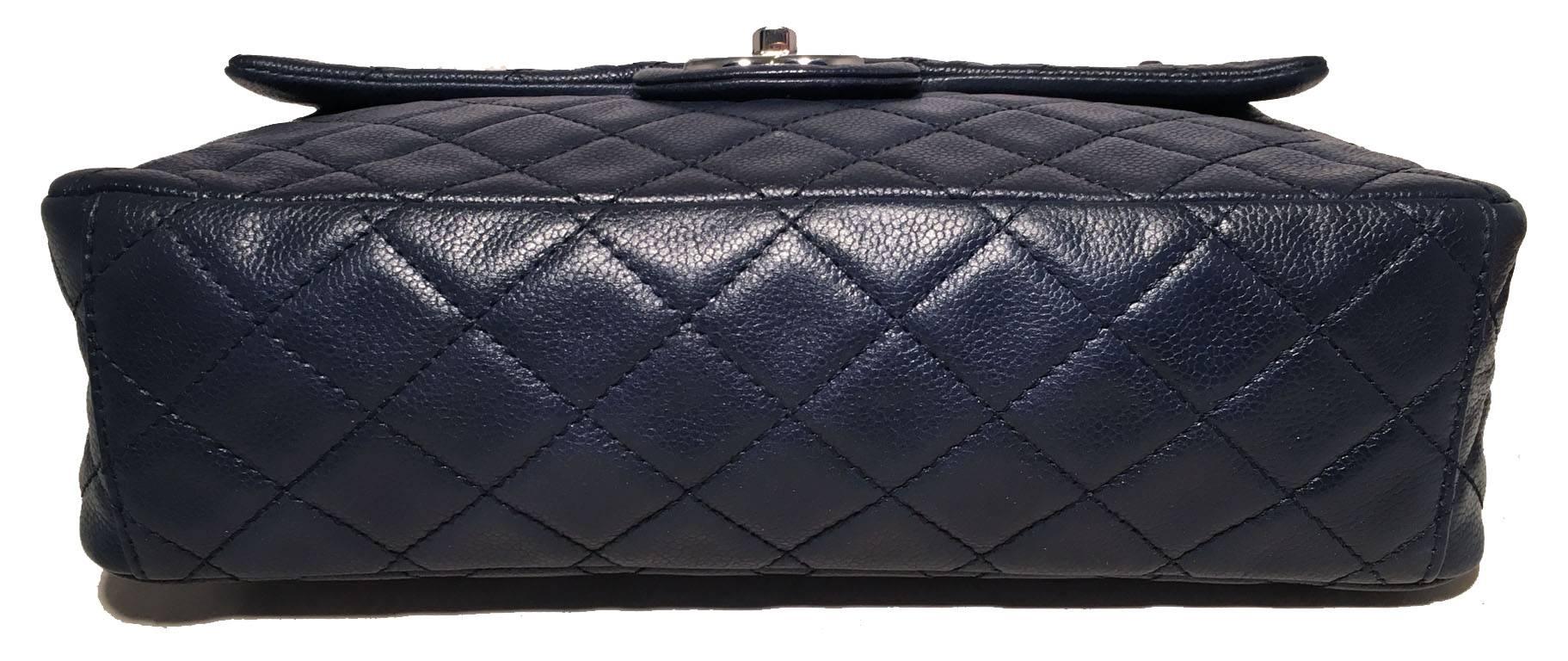 Black Chanel Navy Blue Caviar Leather Maxi Classic Flap 