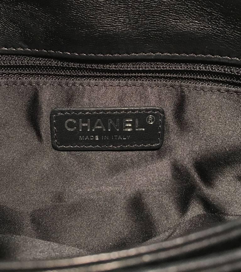 Chanel Black Patent Leather Camellia Flower Classic Flap Shoulder Bag 1