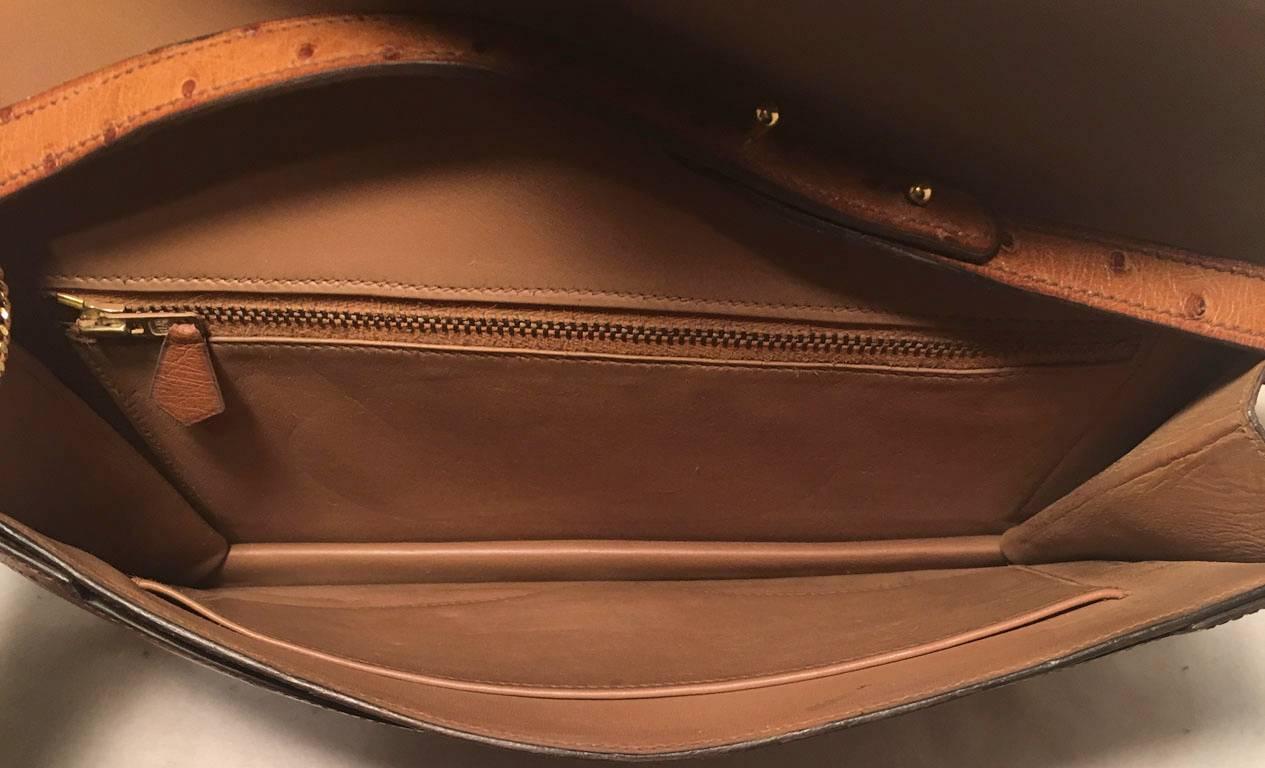 Hermes Vintage Tan Ostrich Leather Shoulder Bag 4