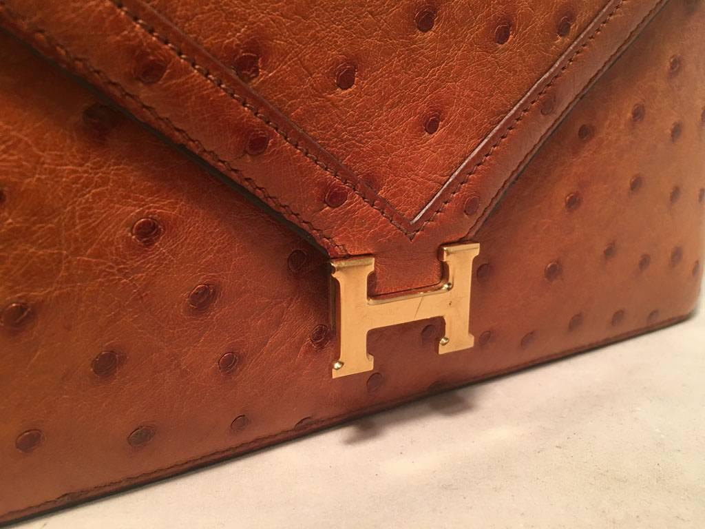Hermes Vintage Tan Ostrich Leather Shoulder Bag 2