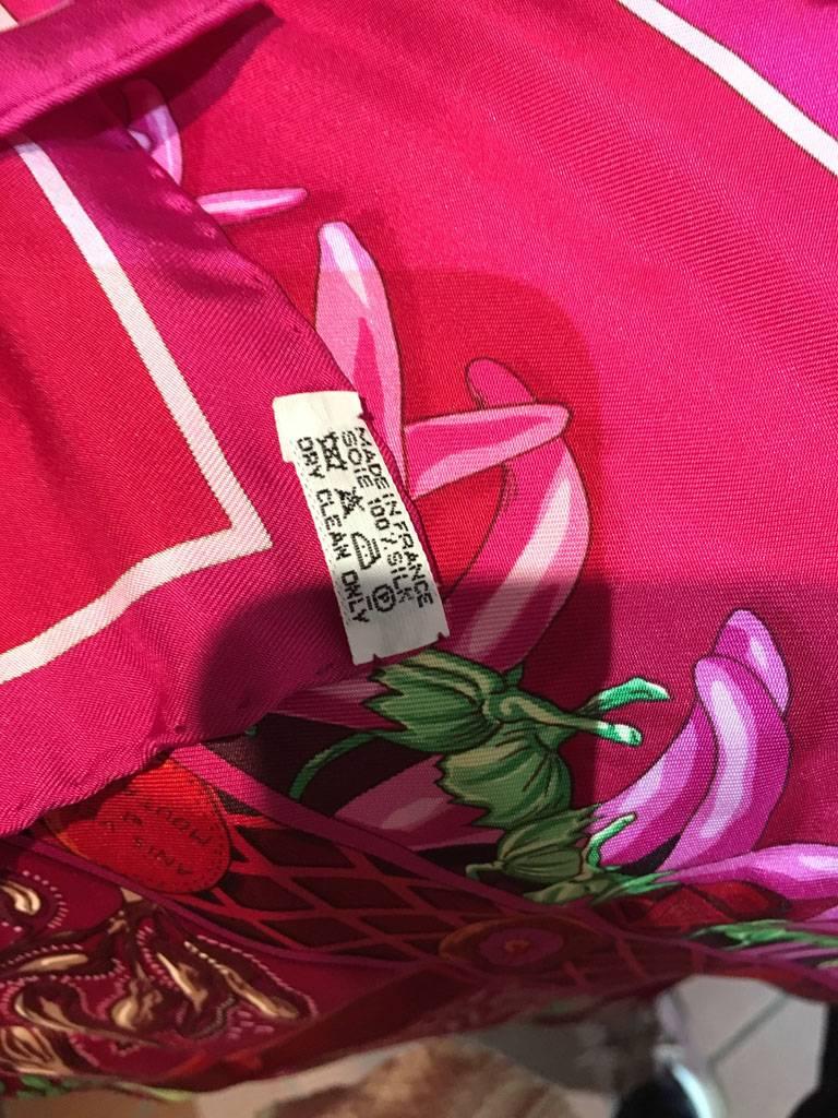 Hermes Silk Aux Pays des Epices Pink Silk Scarf  In Excellent Condition In Philadelphia, PA