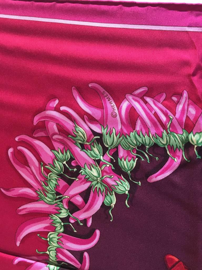 Women's or Men's Hermes Silk Aux Pays des Epices Pink Silk Scarf 