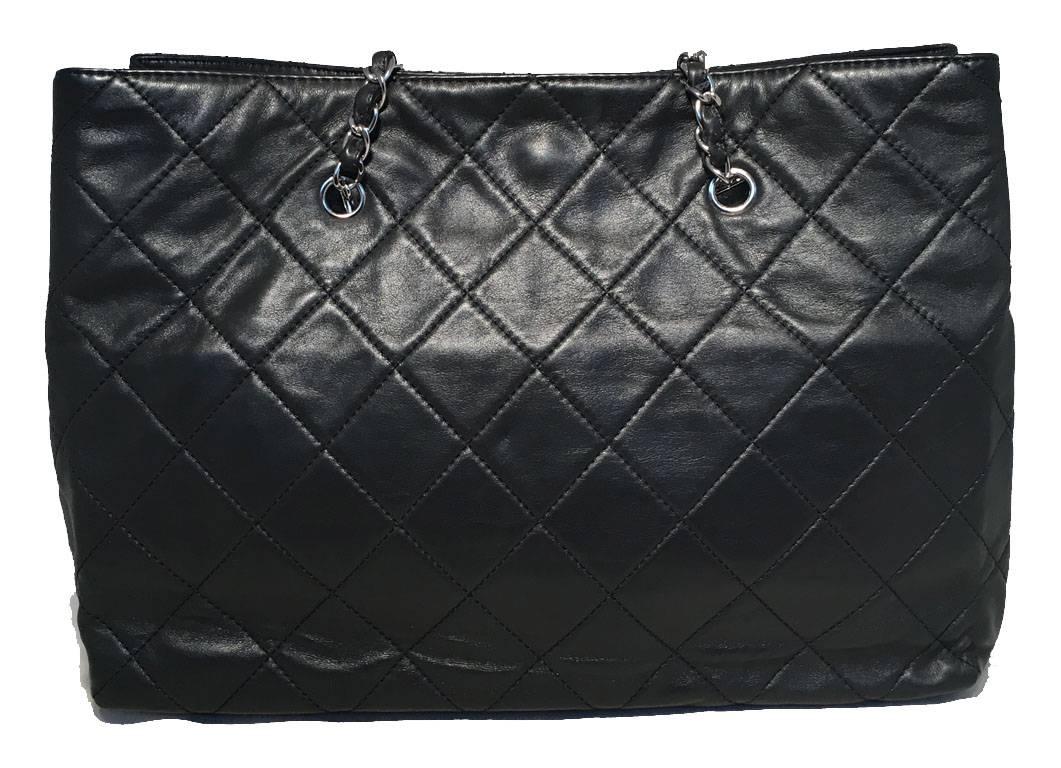 Chanel Quilted Black Leather XL Shoulder Bag Tote 1