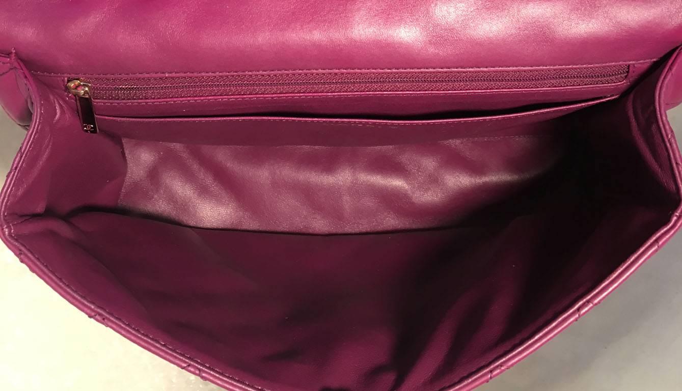 Women's Chanel Purple Leather Jumbo Classic Flap Shoulder Bag