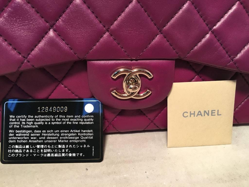 Chanel Purple Leather Jumbo Classic Flap Shoulder Bag 4