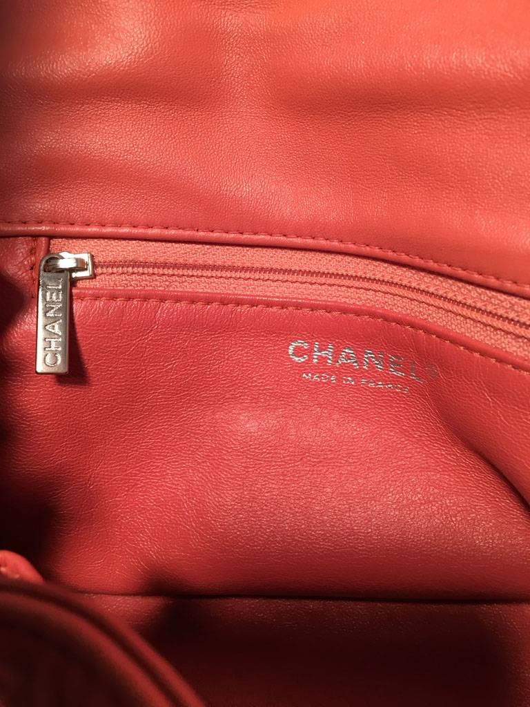 Chanel Coral Leather Top Flap Shoulder Bag  2
