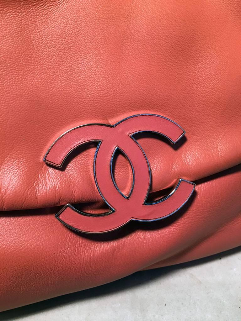 Chanel Coral Leather Top Flap Shoulder Bag  4