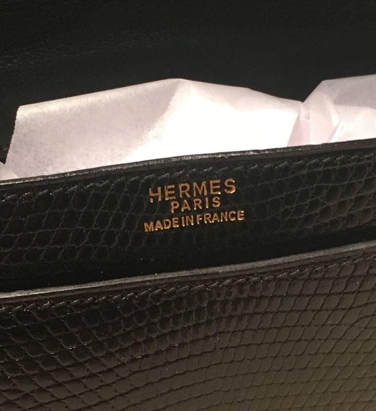 Hermes Vintage Black Lizard Shoulder Bag 3