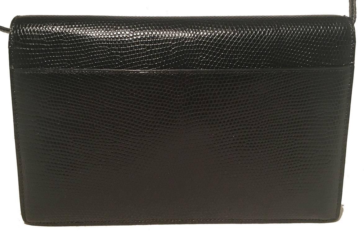 Hermes Vintage Black Lizard Shoulder Bag In Excellent Condition In Philadelphia, PA