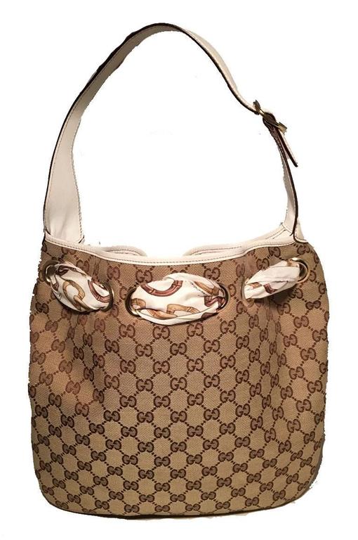 Gucci Monogram Canvas and Silk Scarf Shoulder Bag For Sale at 1stdibs