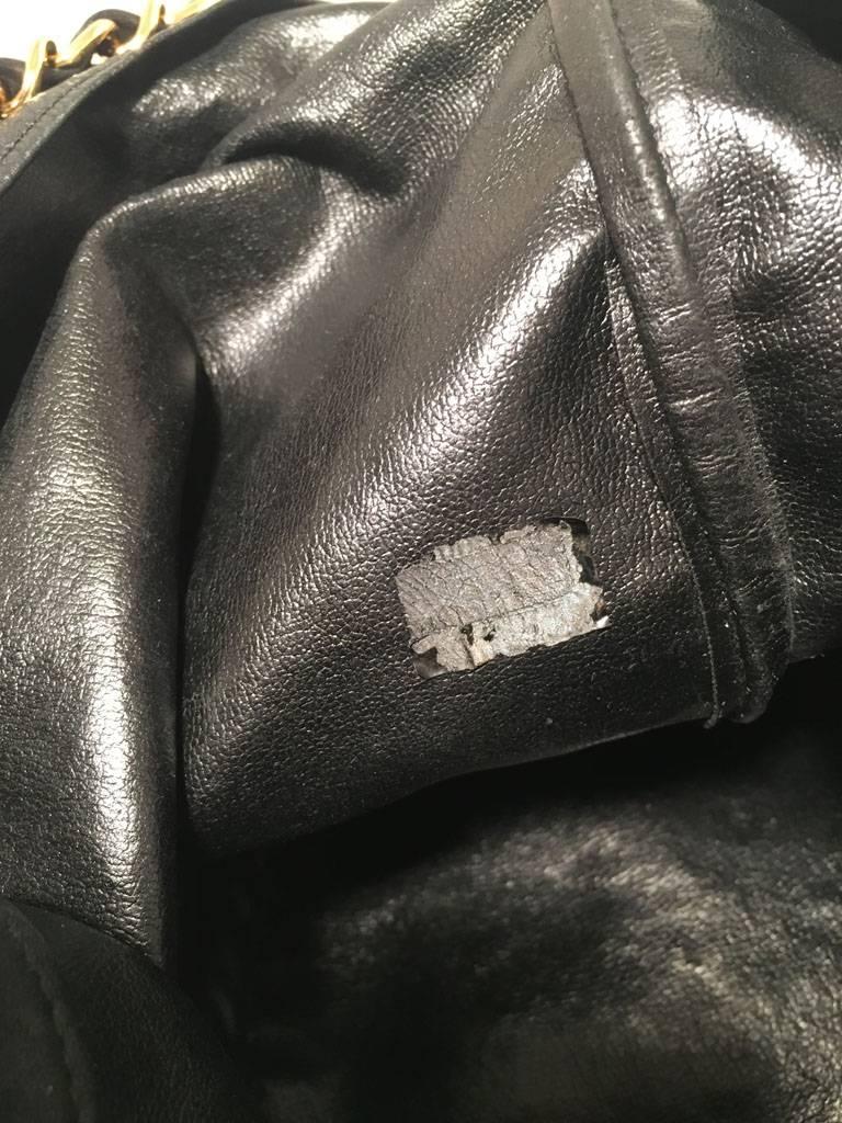 Chanel Vintage Black Leather Drawstring Bucket Shoulder Bag 3