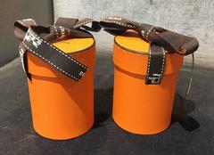 Hermes Lilac Leopard Print Twilly Set of 2
