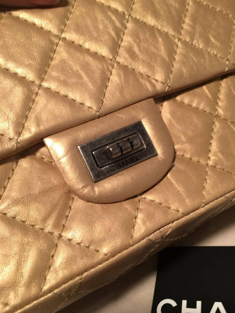 Chanel Gold Leather 2.55 Reissue 226 Double Flap Classic  2