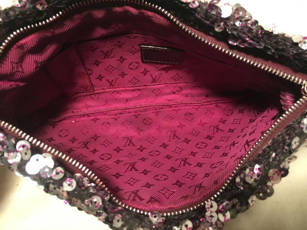 Black Louis Vuitton Limited Edition Violette Sequin Rococo Pochette Clutch Bag