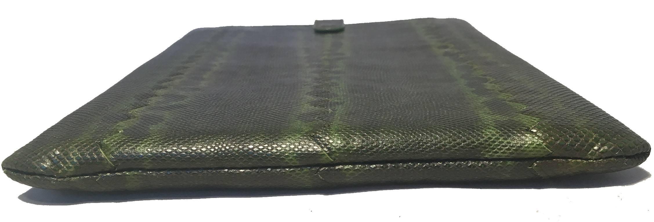 Black Bottega Veneta Green Lizard IPad Case  For Sale