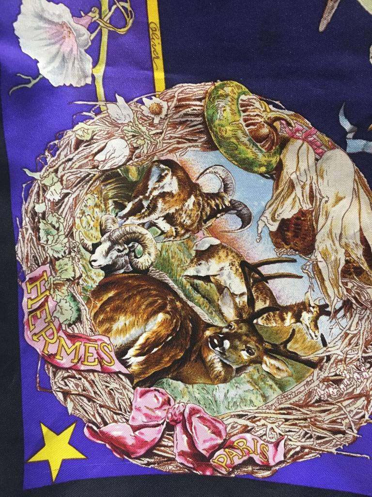 Hermes RARE Vintage Faune et Flore du Texas Silk Scarf  In Excellent Condition In Philadelphia, PA