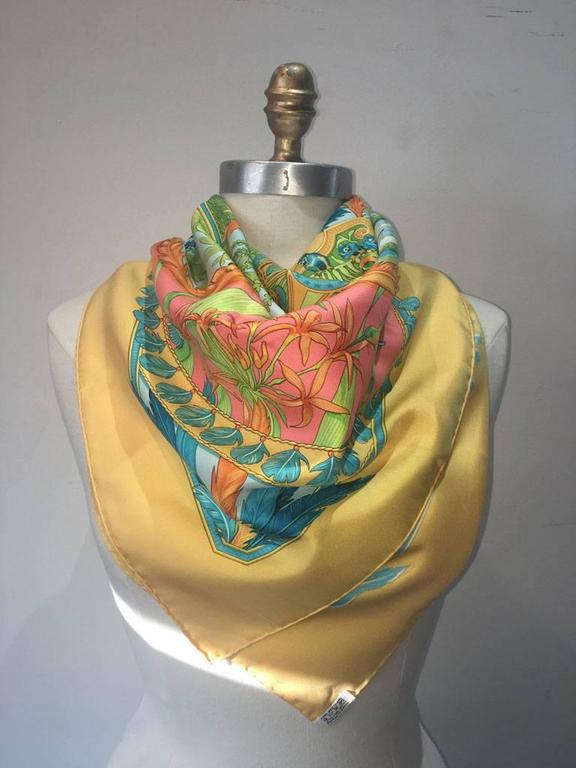 Hermes Amazonia Marigold Silk Scarf For Sale at 1stDibs